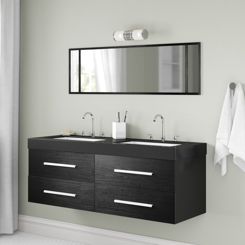 Caracella 140cm Wall Mounted Double Sink Vanity Unit Wayfair.co.uk